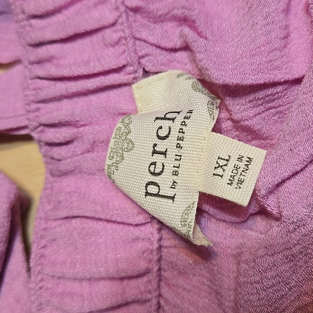 P118 NWT Perch Plus Size Back Tie Ruffled Pink Sleeveless Tunic Tank 1X 2X 3X - Picture 7 of 8